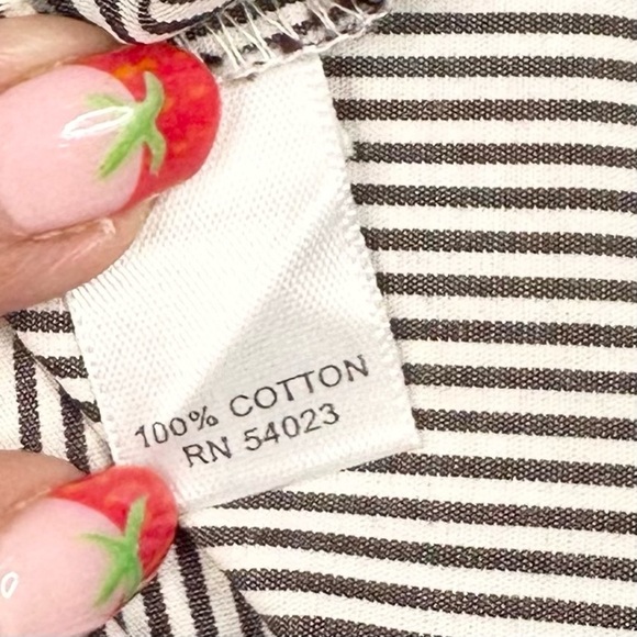 Banana Republic brown white stripe tunic blouse top long sleeve buttons XS - Picture 13 of 16